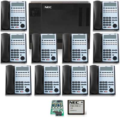 (image for) NEC SL1100 Phone System with 10) 12-Button Phones and Voice Mail